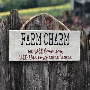 Farm Charm hanging wood sign rustic farmhouse decor handmade
